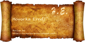 Hovorka Ernő névjegykártya